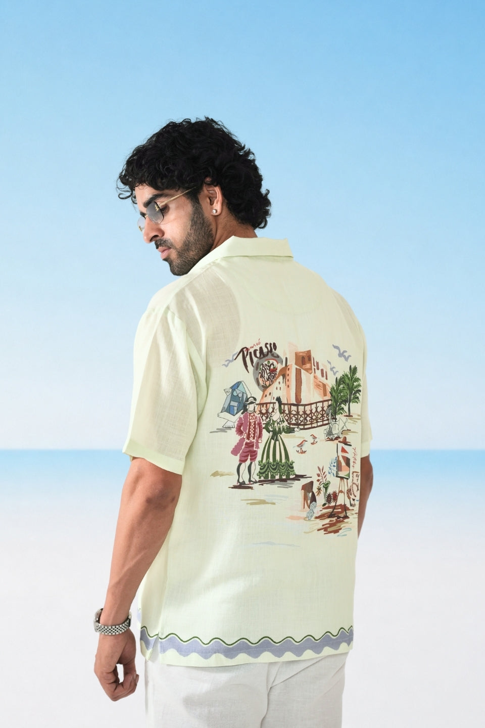 Green Antibes Cuban Collar Shirt