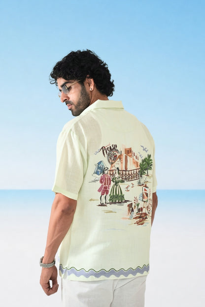 Green Antibes Cuban Collar Shirt