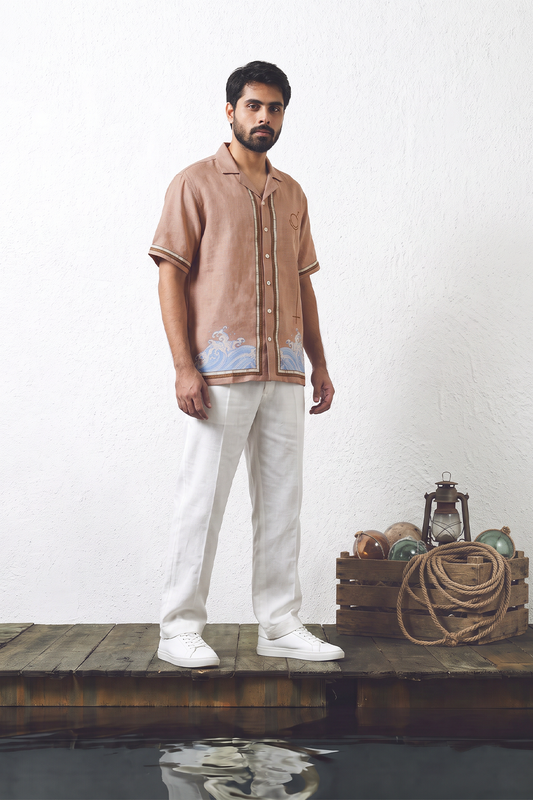Brown Scorpio Cuban Collar Shirt