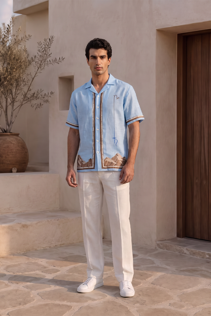 Blue Capricorn Cuban Collar Shirt