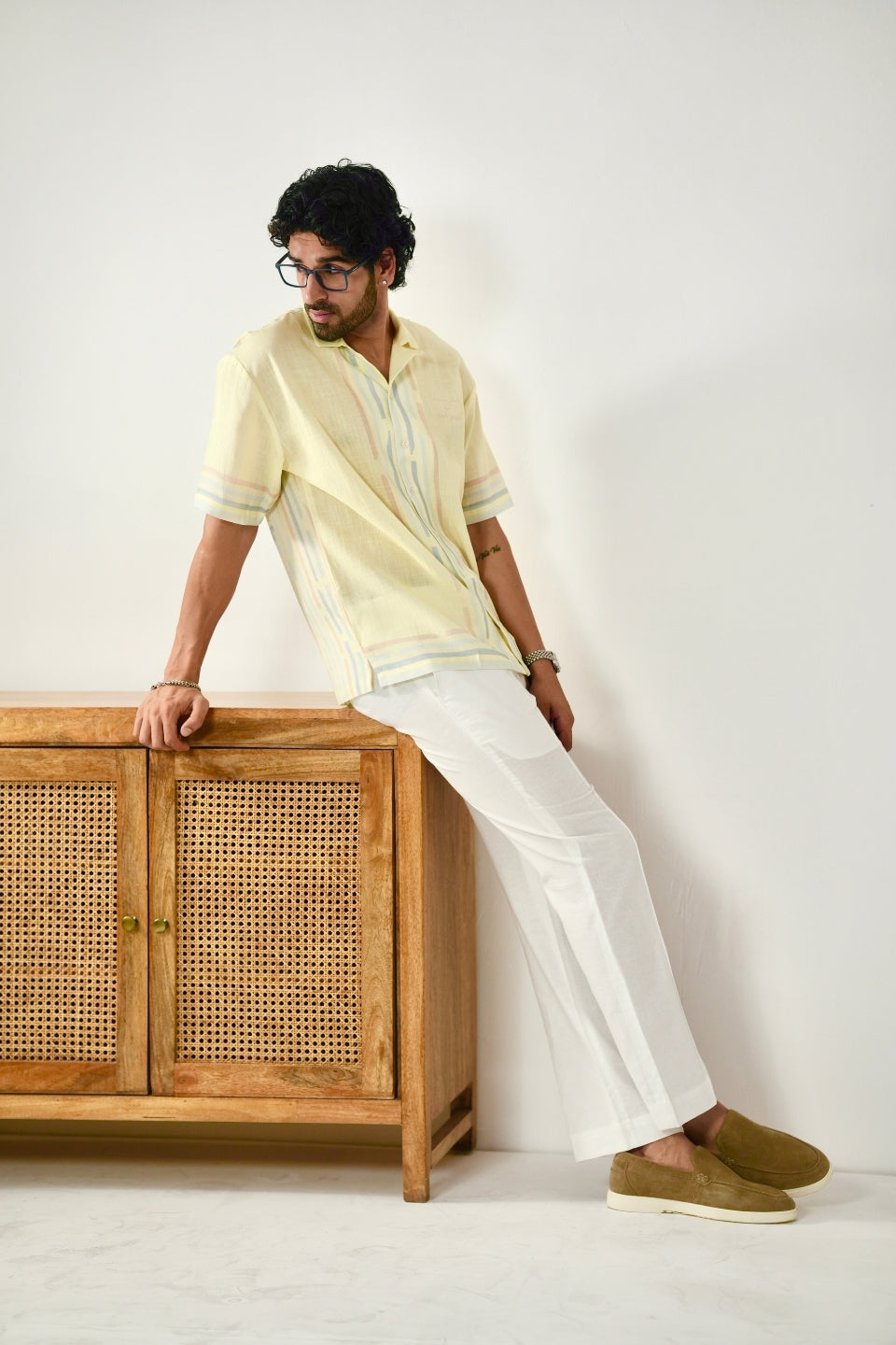 Yellow Azure Cuban Collar Shirt