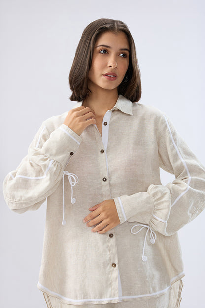 Beige Shirt style co-ord set