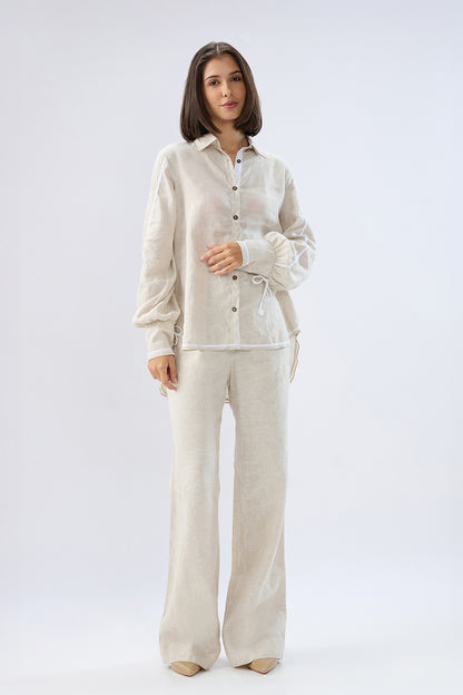 Beige Shirt style co-ord set
