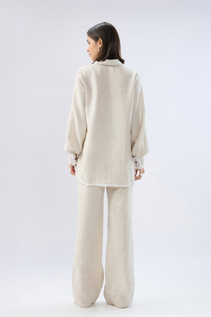 Beige Shirt style co-ord set
