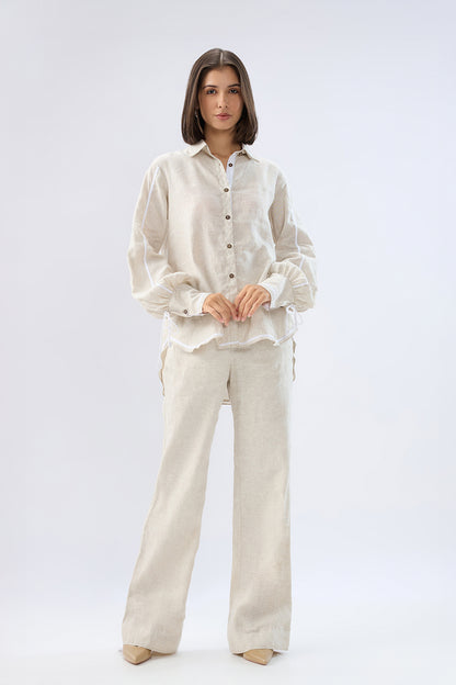 Beige Shirt style co-ord set