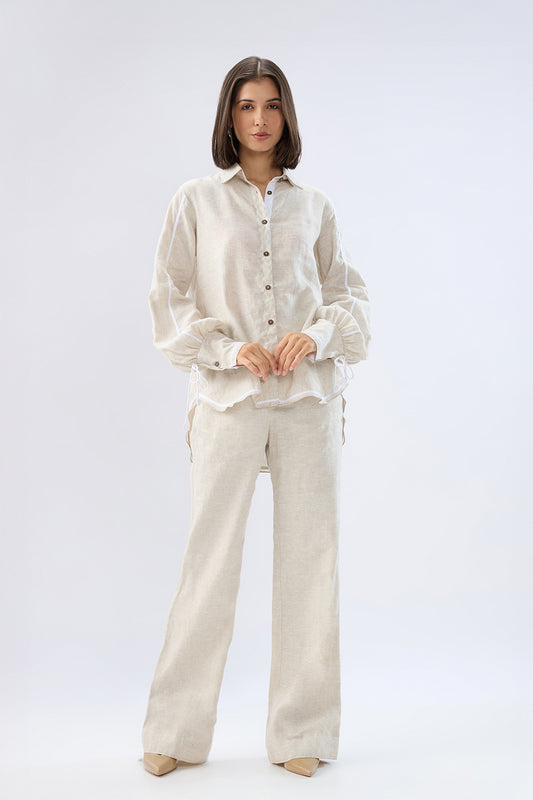 Beige Shirt style co-ord set