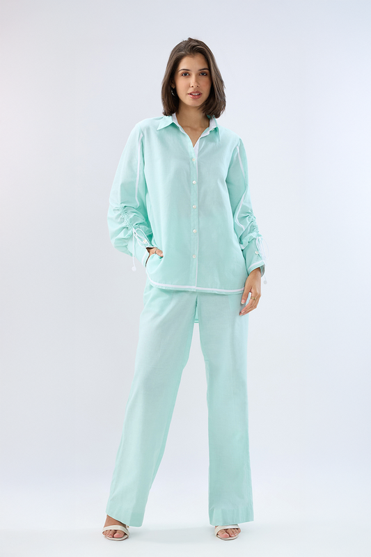 Blue Shirt style co-ord set