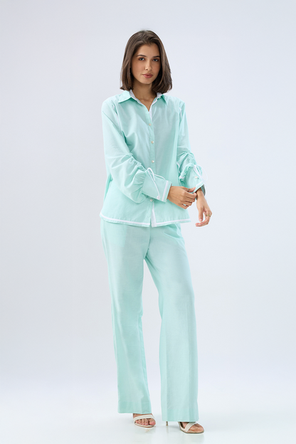 Blue Shirt style co-ord set