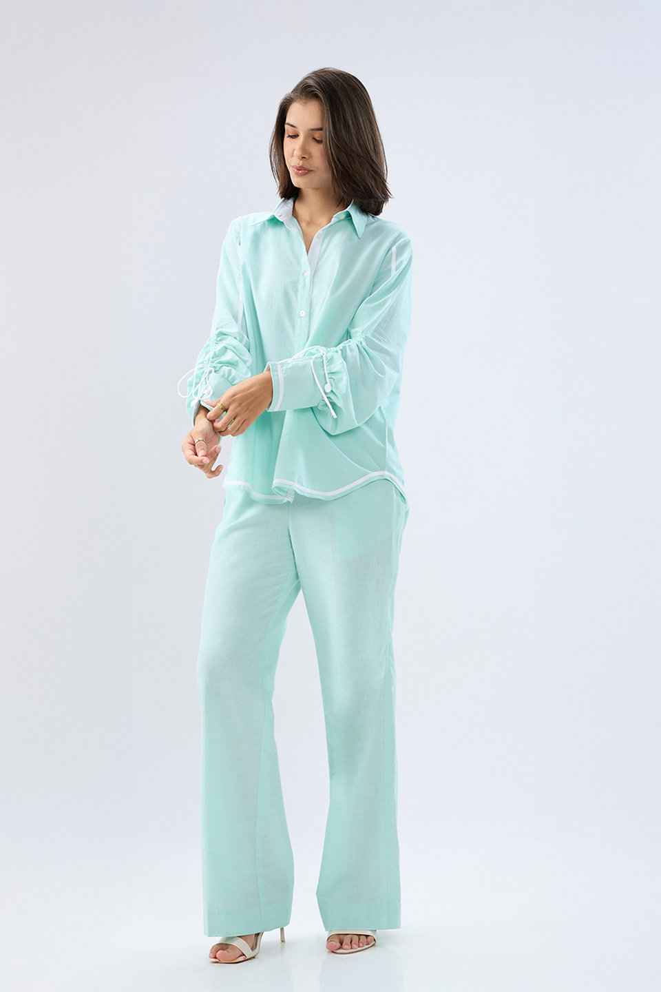 Blue Shirt style co-ord set