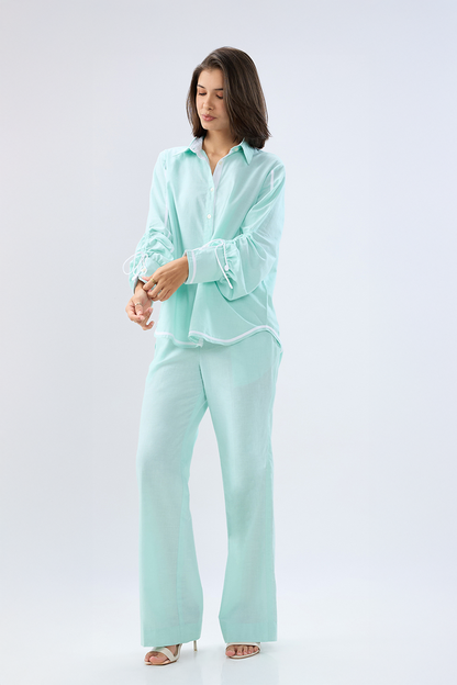 Blue Shirt style co-ord set