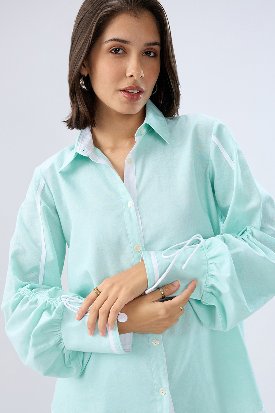 Blue Shirt style co-ord set