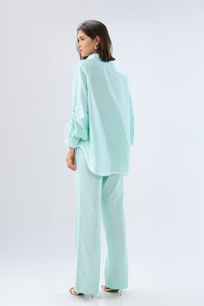 Blue Shirt style co-ord set