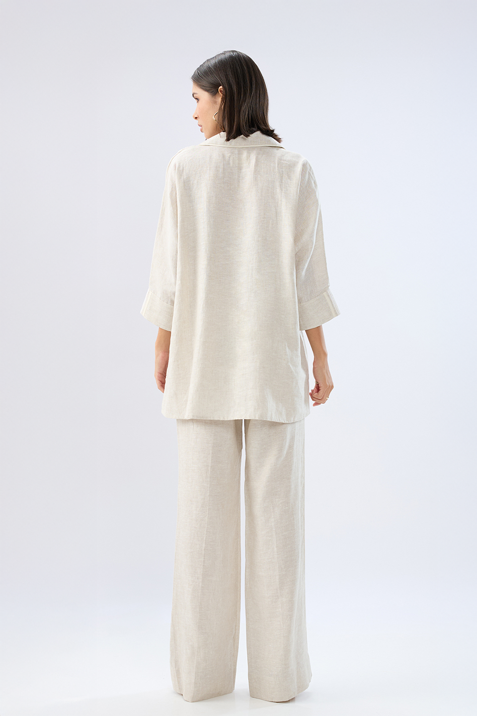 Beige V-neck co-ord set