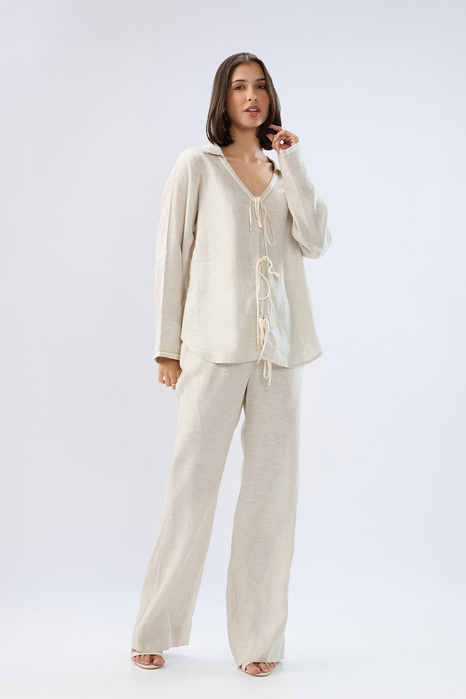 Beige Tie-up co-ord set