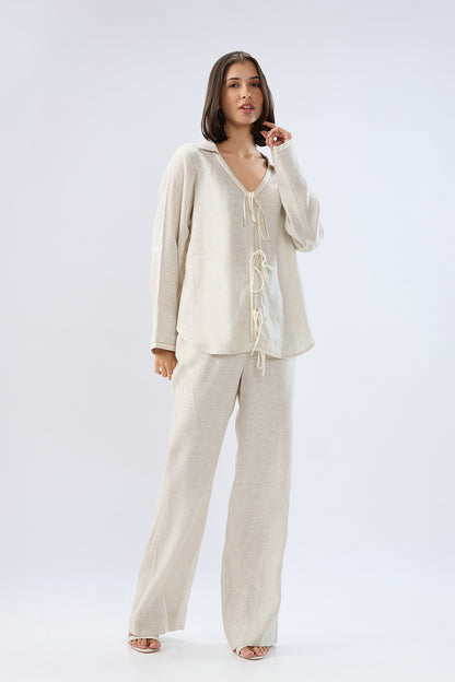 Beige Tie-up co-ord set