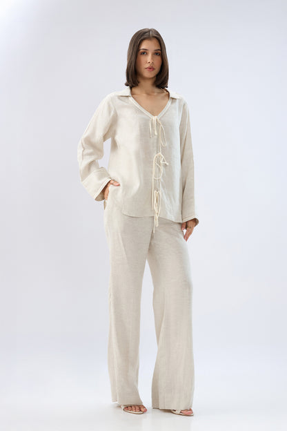 Beige Tie-up co-ord set