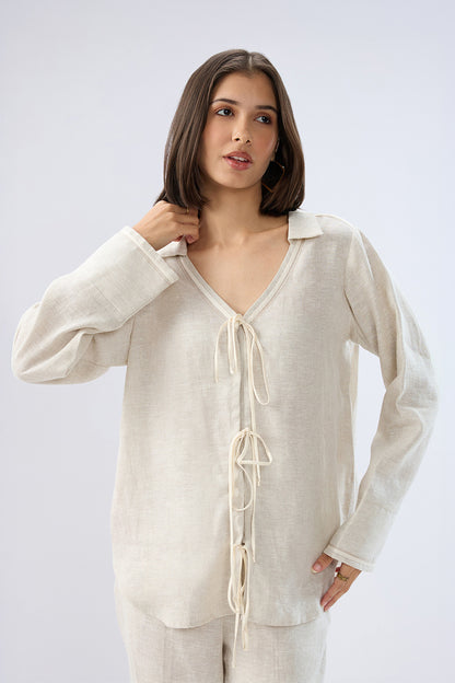 Beige Tie-up co-ord set