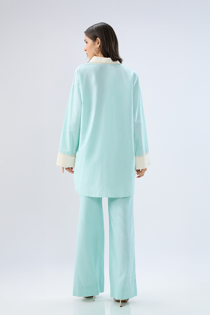 Blue Kurta shirt style co-ord set