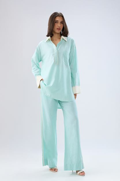 Blue Kurta shirt style co-ord set