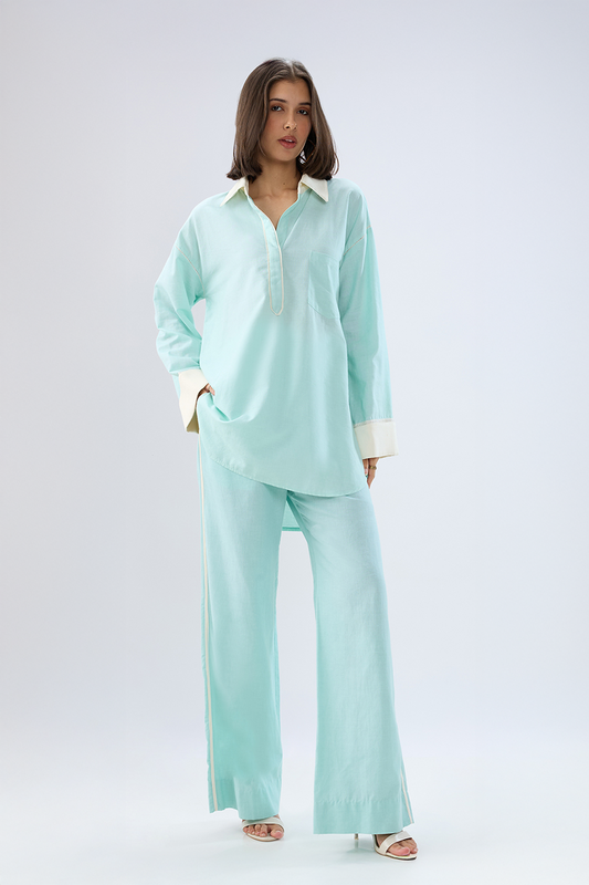 Blue Kurta shirt style co-ord set