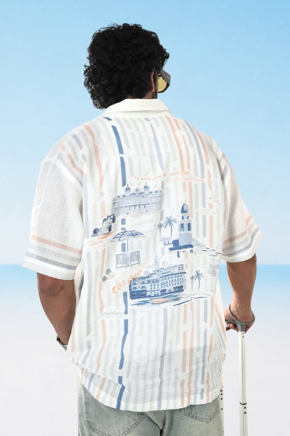 White Azure Cuban Collar Shirt