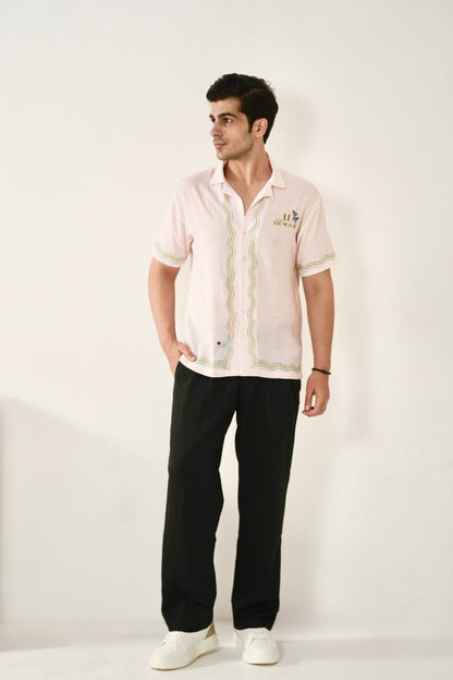 Pink Nice Cuban Collar Shirt
