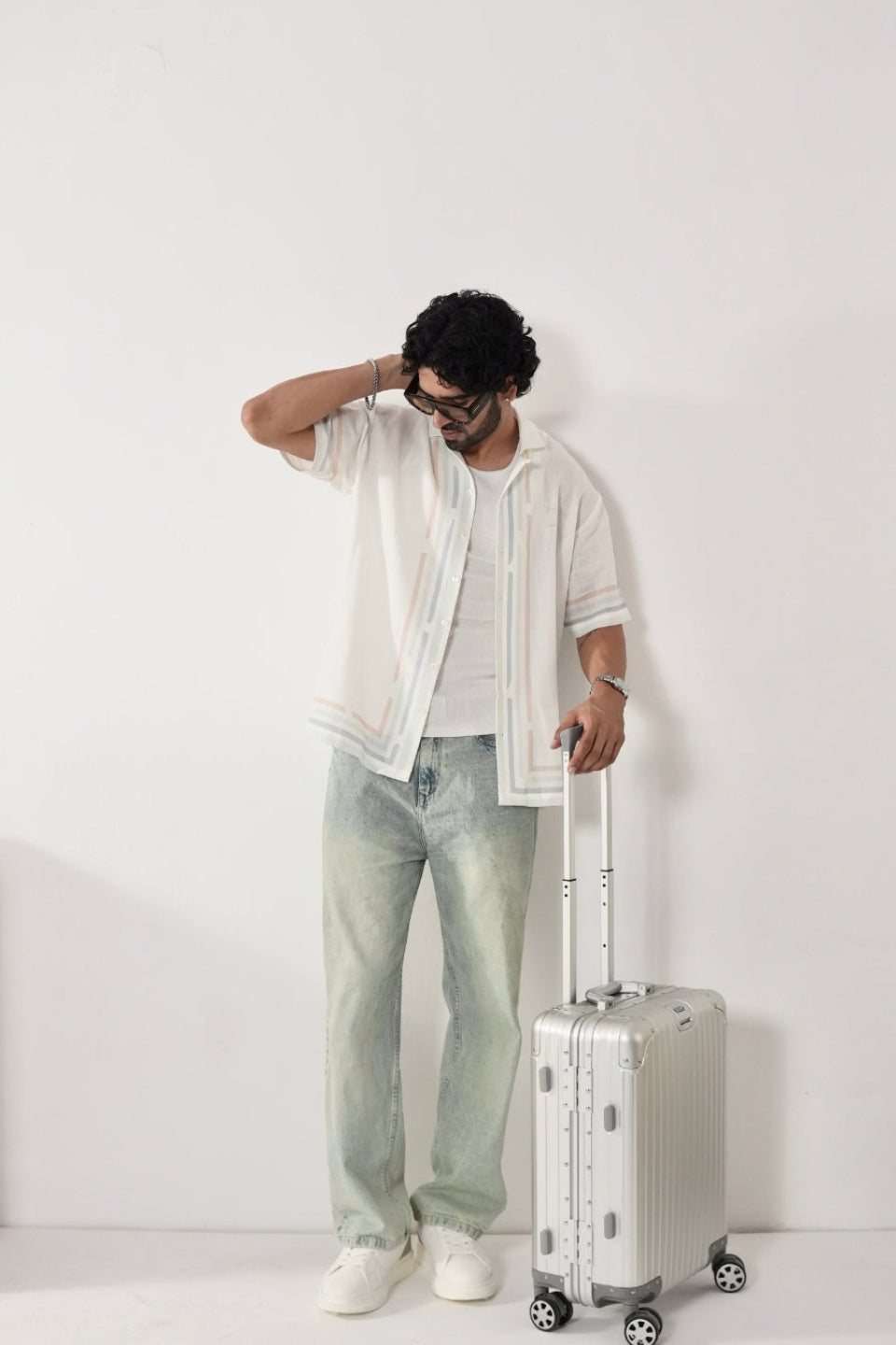 White Azure Cuban Collar Shirt