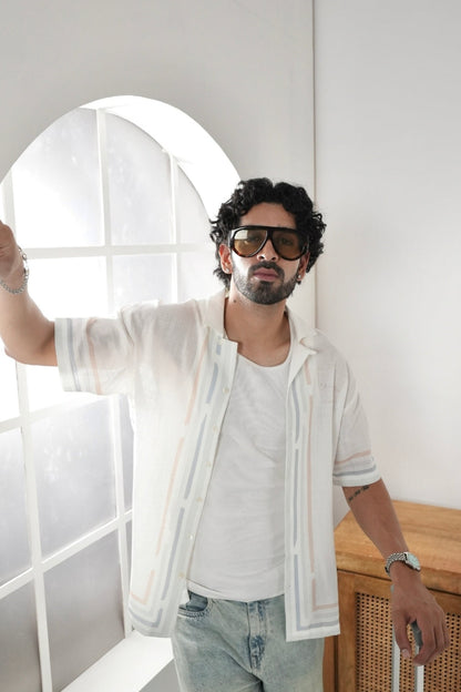 White Azure Cuban Collar Shirt