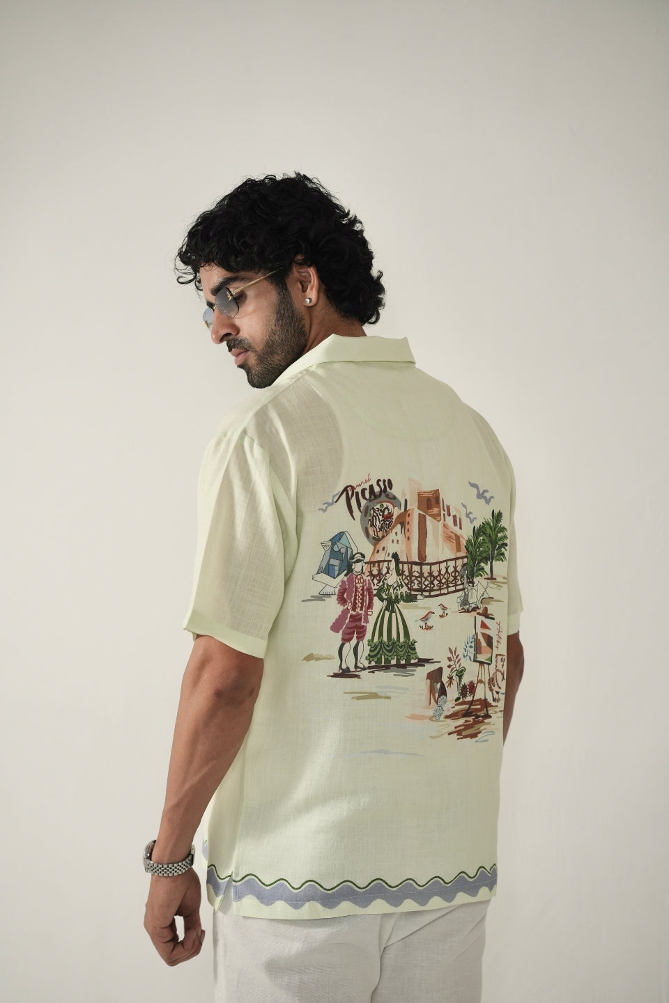 Green Antibes Cuban Collar Shirt