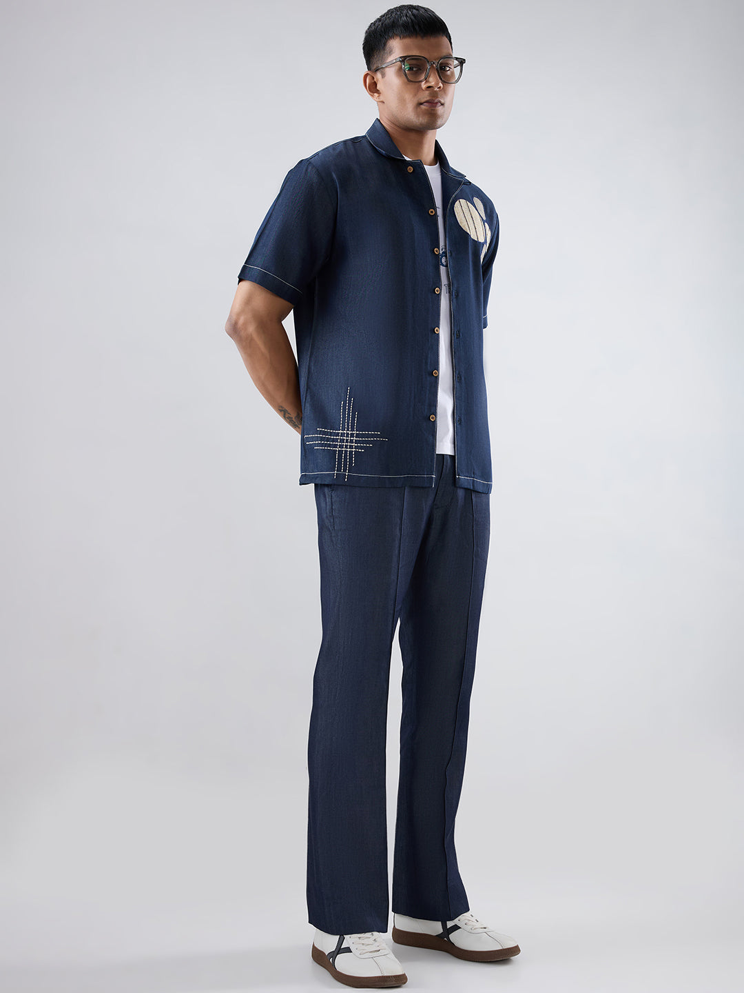 Dark Blue Denim Urban Nomad Patchwork Shirt