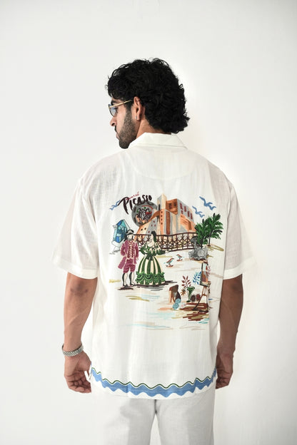 White Antibes Cuban Collar Shirt