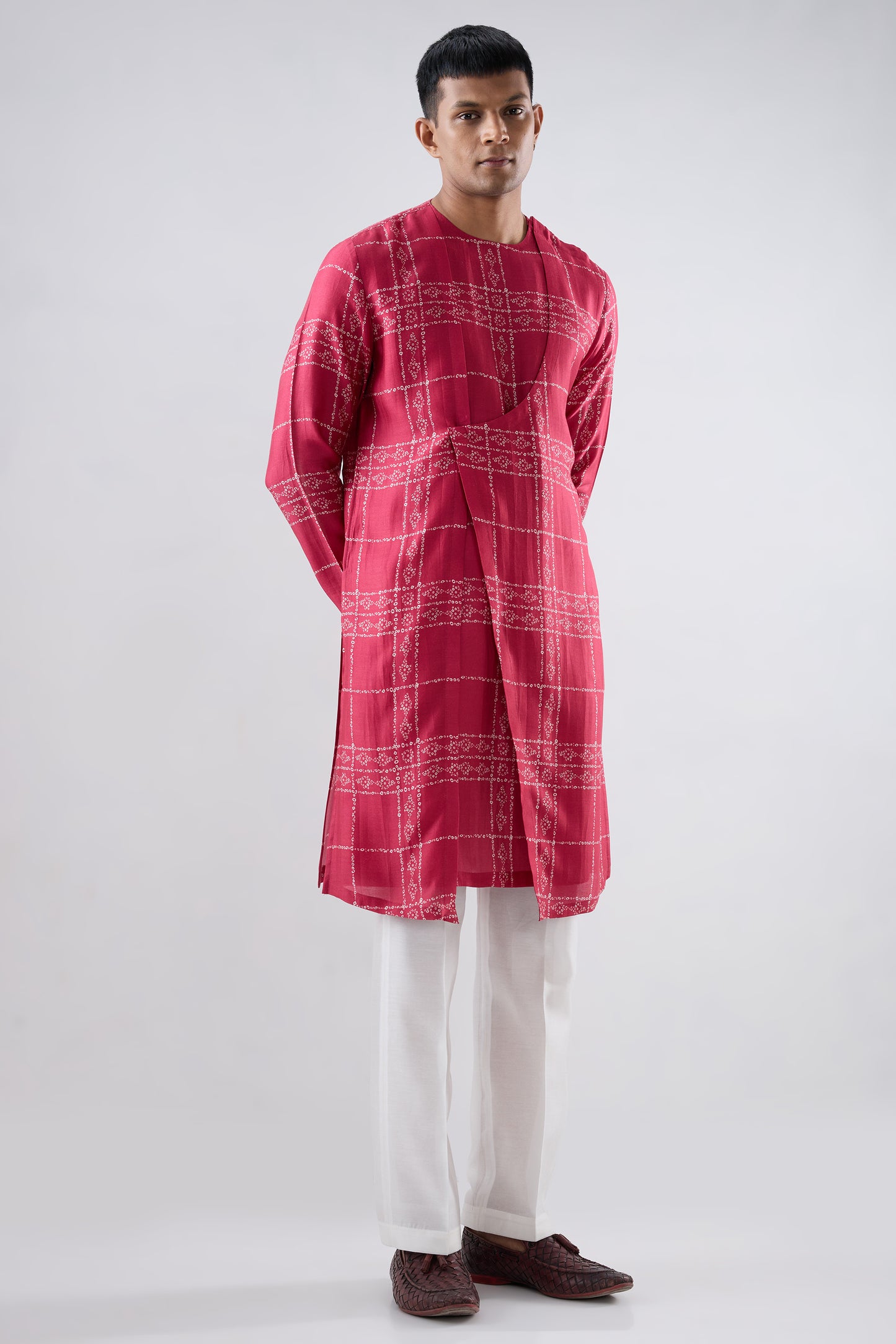 Pink Bandhani Kurta
