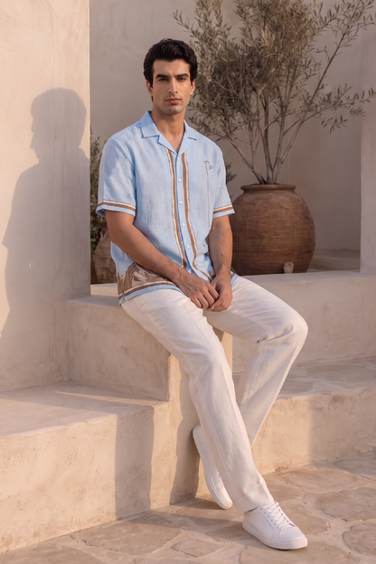 Blue Capricorn Cuban Collar Shirt
