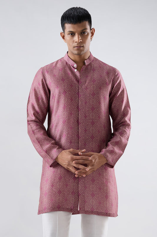 Burgundy Bandhani Kurta