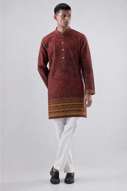 Maroon Heritage Silk Kurta