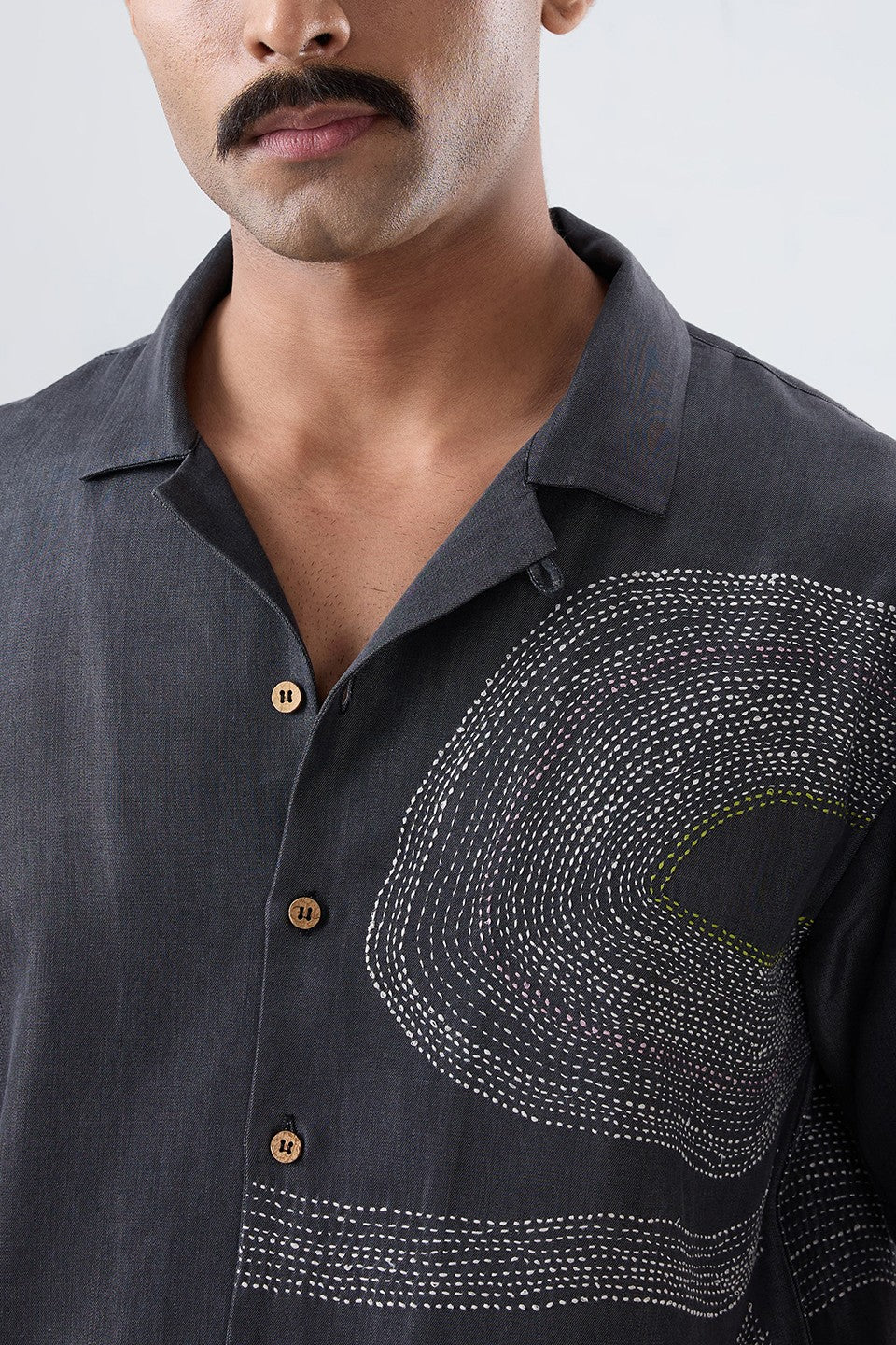 Kantha Black Embroidered Shirt