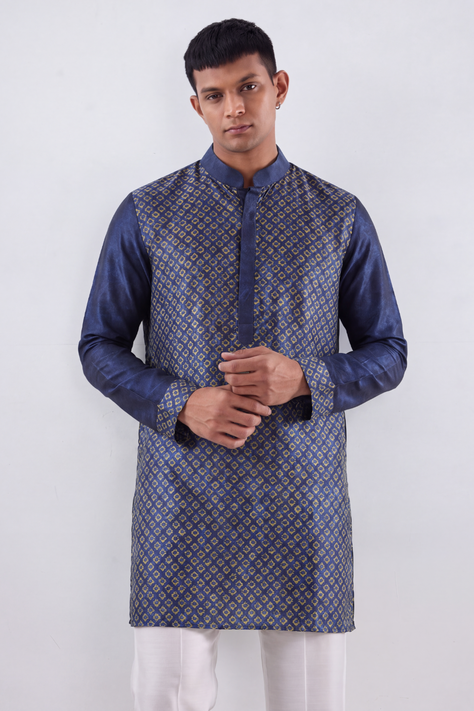 Blue Mosaic Silk Kurta