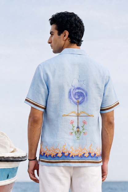 Blue Sagittarius Cuban Collar Shirt