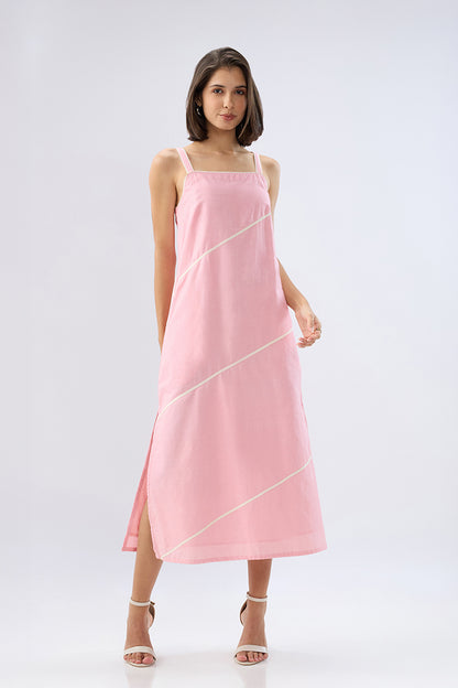 Pink Square neck sleeveless column dress