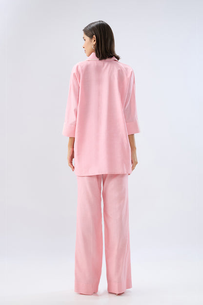 Pink V-neck co-ord set