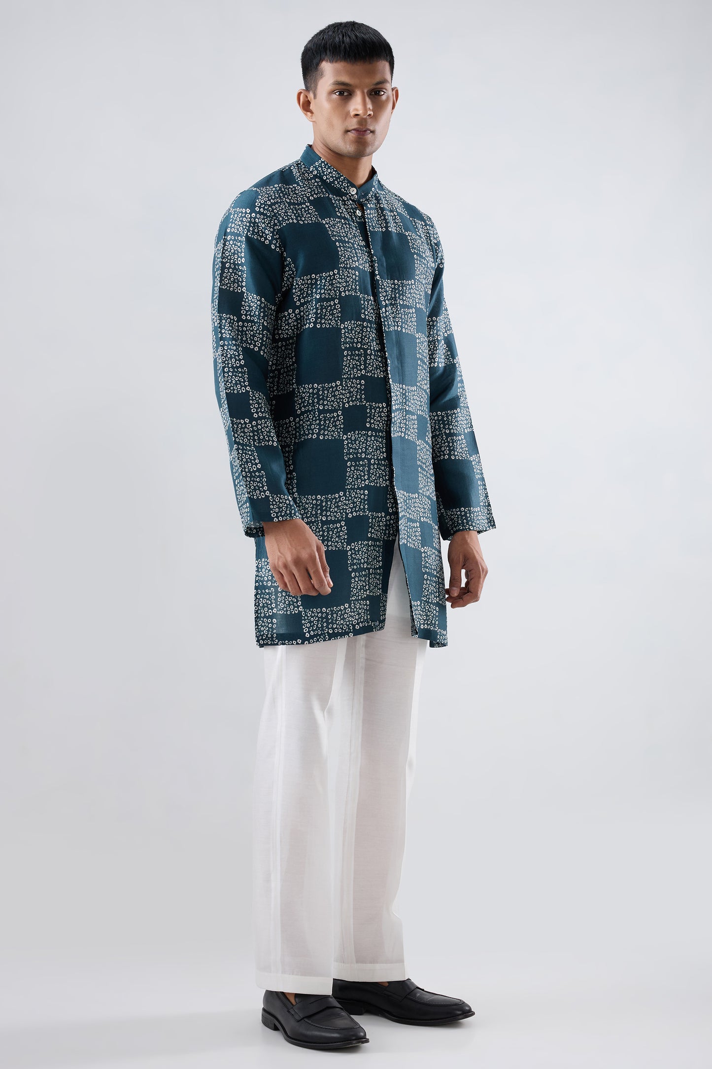 Teal Bandhani kurta