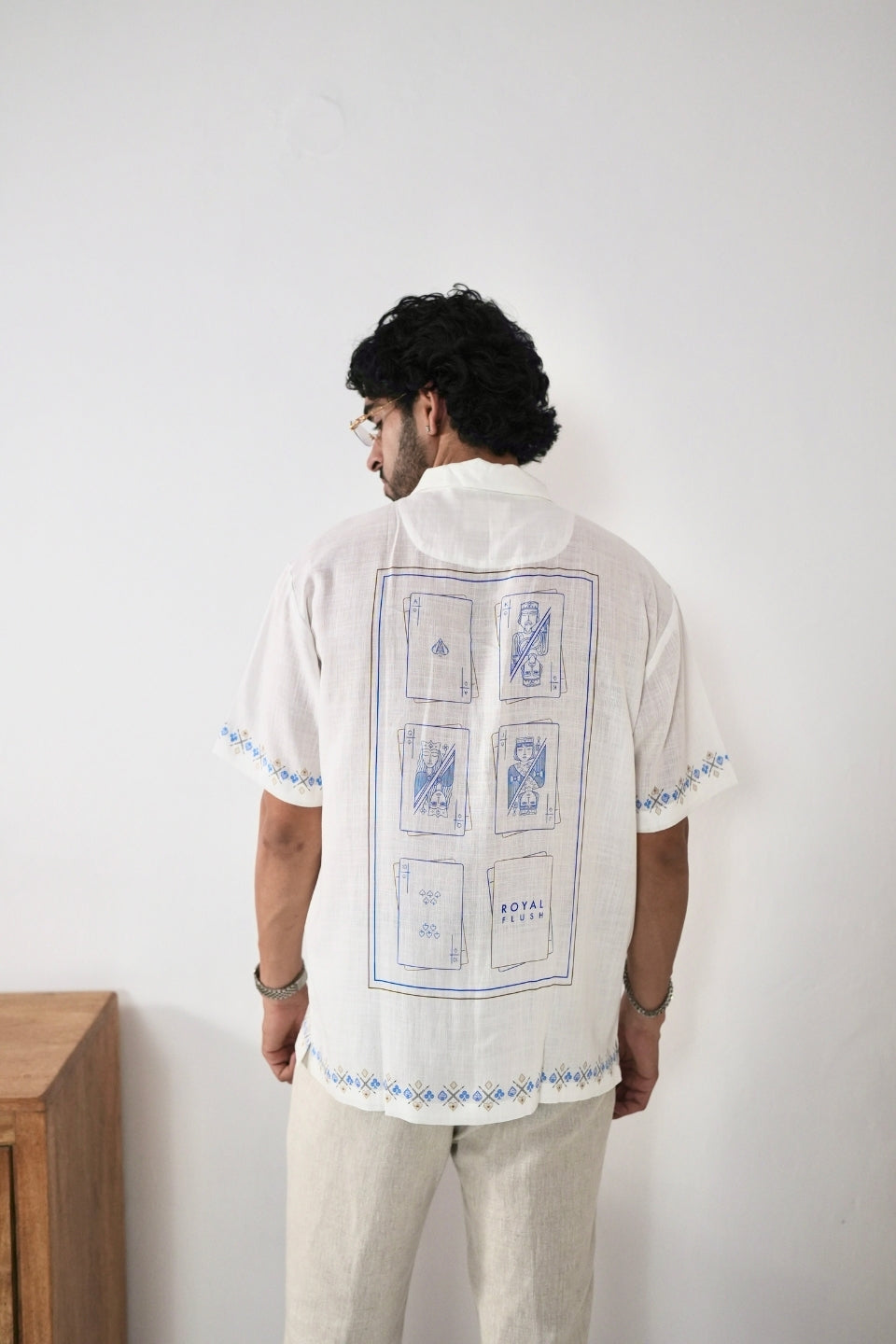 White Monte Carlo Cuban Collar Shirt