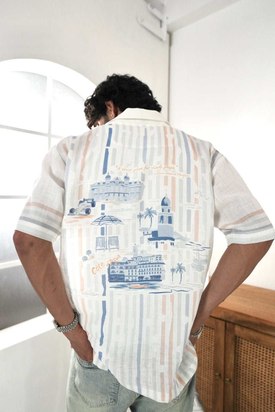 White Azure Cuban Collar Shirt
