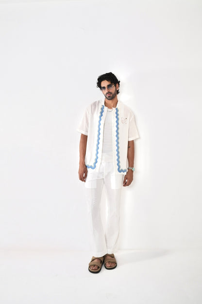 White Antibes Cuban Collar Shirt