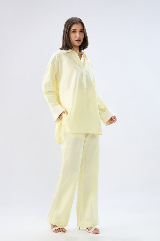 Yellow Kurta shirt style co-ord set