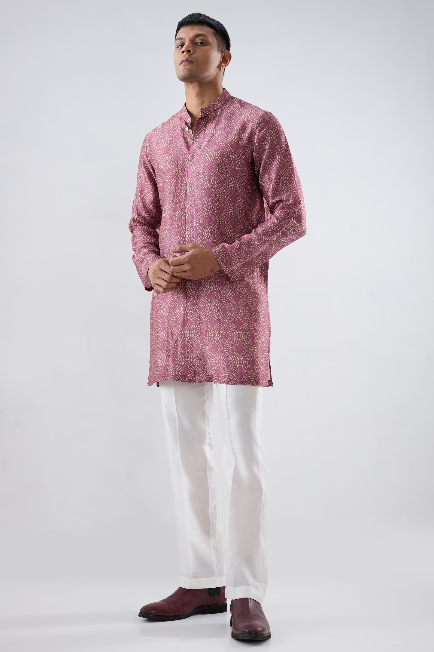 Burgundy Bandhani Kurta