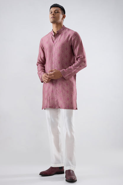 Burgundy Bandhani Kurta