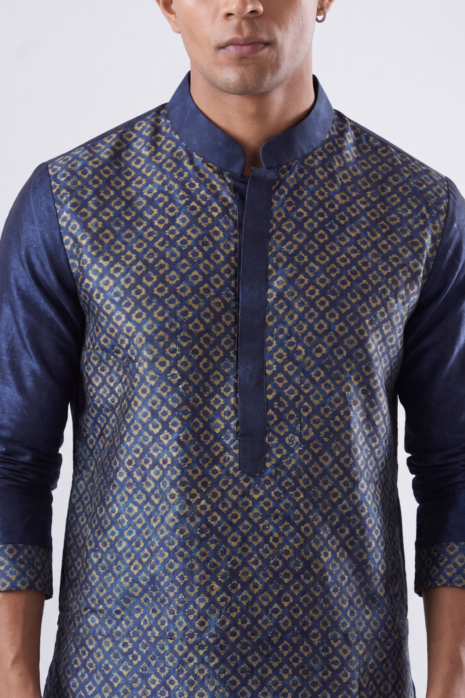 Blue Mosaic Silk Kurta