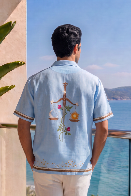 Blue Libra Cuban Collar Shirt