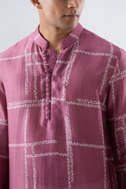 Burgundy Geometric Bandhani kurta